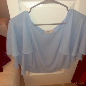 Baby Blue Short Sleeve Blouse